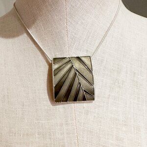 *Free Add On* Foxy Silver Necklace with Enamel Palm Leaf Abstract Rope Chain